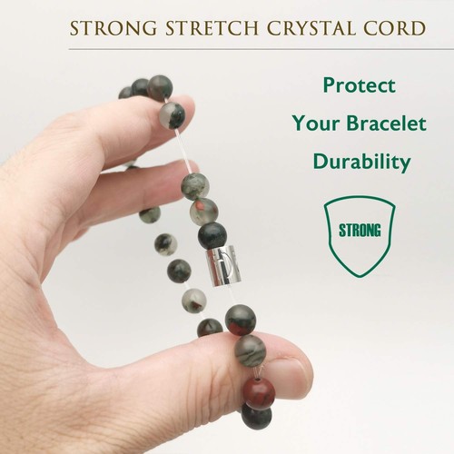 African Blood Stone Stretch Bracelet for Women Men Unisex, Genuine Natural Energ - Bild 4 von 6