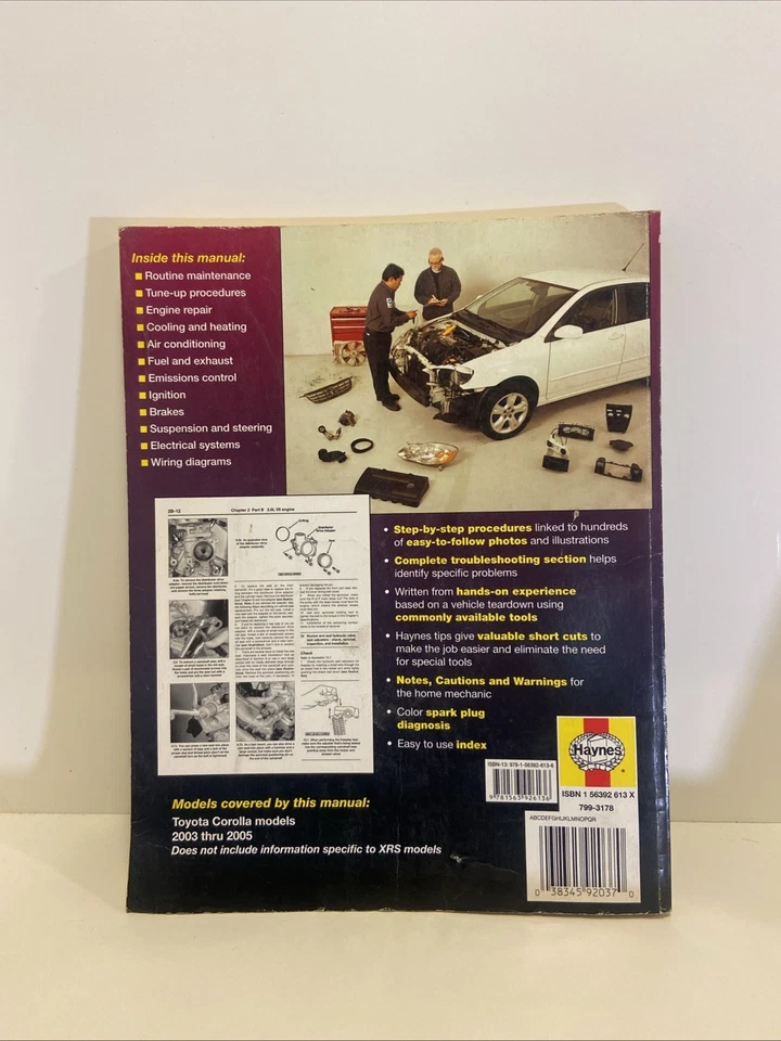 Toyota Corolla 2003-2005 Haynes Repair Manual 92037 Automotive Service Book - Image 2 of 4