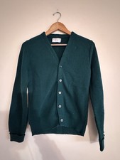 Vintage Sweater Cardigan Large Hunter Green Fall 90s 80s Boys Towncraft Retro