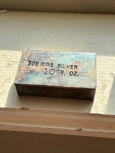 Vintage 10 Troy oz .999 Fine Silver Bar