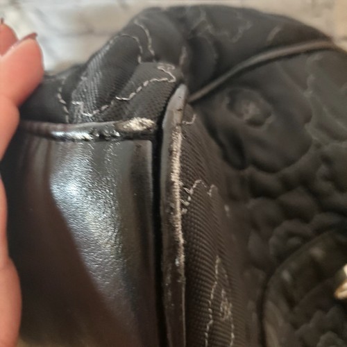 Thirty-One Black Flower Quilted Overnight City Duffle Bag Large READ - Picture 8 of 16