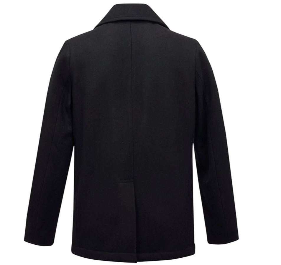 BRANDIT CLASSIC US NAVY PEA COAT MARINE ARMY REEFER WOOL JACKET BLACK GREY - Image 4 of 4