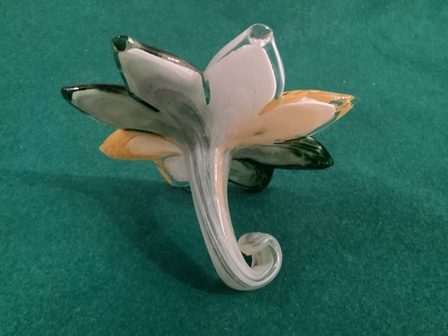 Vintage Murano Deko Glas Blume gelb grün Made in Italy - Bild 3 von 4