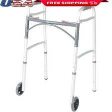 Lightweight Folding Walker W/ Wheels Adjustable Height Seniors Adults Safety New