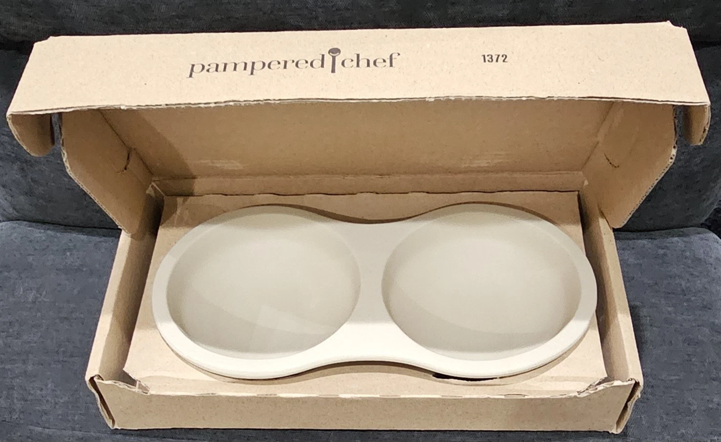 Pampered Chef Stoneware Microwave Double Egg Cooker #1372 Made In USA