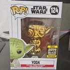 Funko Pop! Vinyl Star Wars Yoda #124 Gold Chrome 2019 Galactic Convention Exclu…