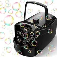Automatic Bubble Machine 18000+ Bubbles/Min 2 Speed 6 Wands Kids Party Black
