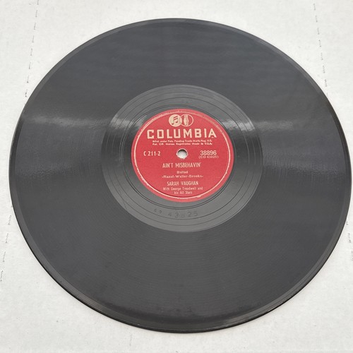 Sarah Vaughan - East Of The Sun - Ain't Misbehavin' - 78 RPM Columbia 38896
