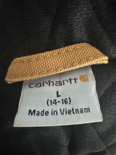 Carhartt Jacket Boys 14/16 L “Carhartt Brown” Canvas Quilt Lined Hood Full Zip - Picture 3 of 20
