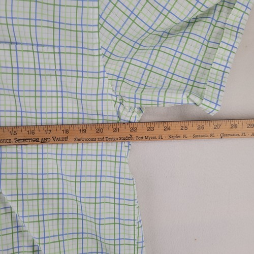 Cutter & Buck Shirt Mens Large Green Blue Plaid Short Sleeve Button Down Cotton - Picture 6 of 6