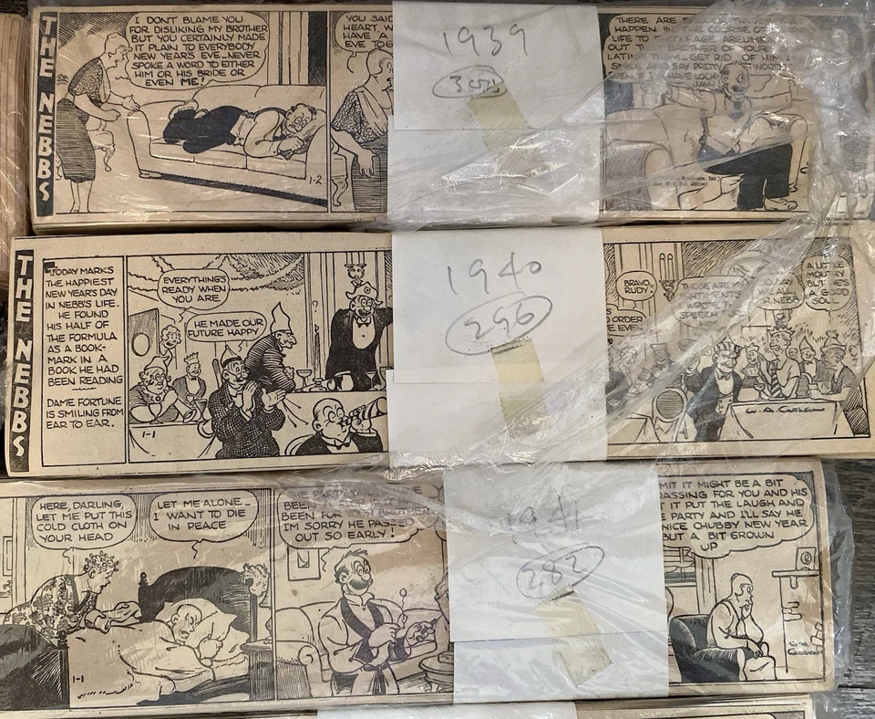 Lote de quadrinhos The Nebbs Daily 1933–1943 250+ por ano jornal da era da Segunda Guerra Mundial - Imagem 4 de 4