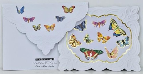 CAROL'S ROSE GARDEN Golden Butterflies Card w/ Envelope CAROL WILSON FINE ARTS - Picture 2 of 2