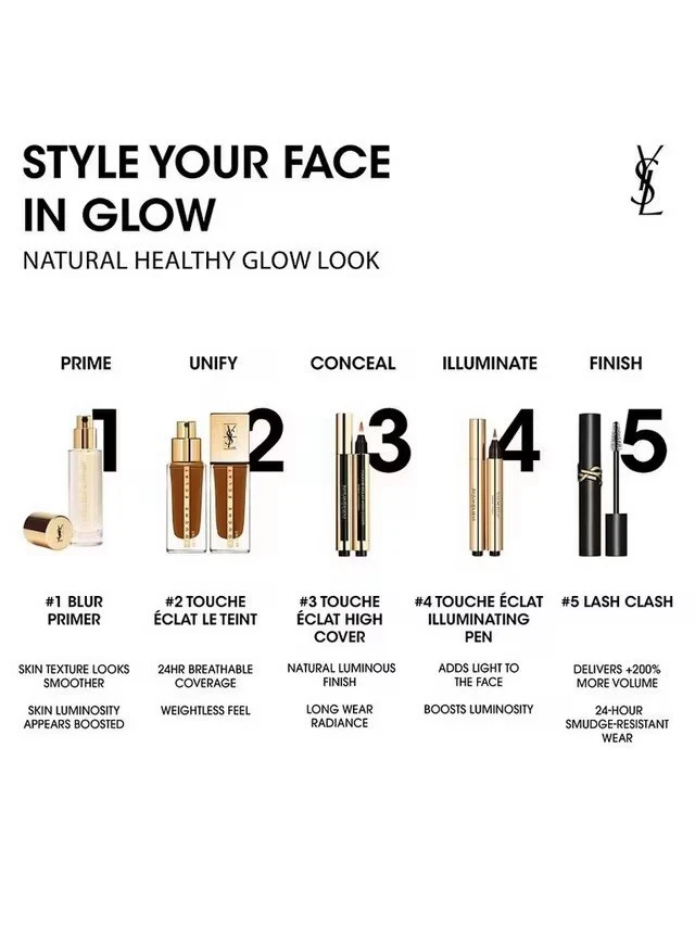 Yves Saint Laurent Touche ÉClat Le Teint 24Hour Glow Foundation BD70 Warm Mocha - Image 4 of 4