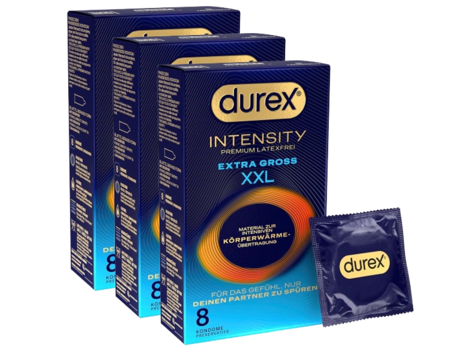 Durex Intensity XXL Kondome 24er Pack, extra groß, ohne Latex, Silikongleitgel