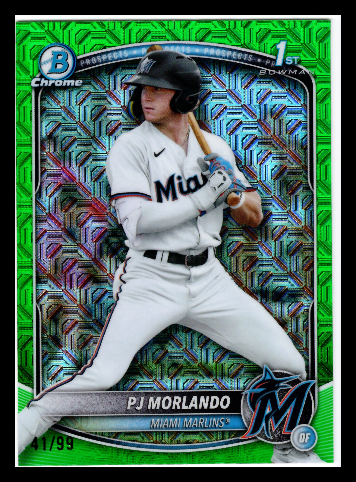 2025 Bowman Chrome Green Geometric Refractor #BCP-91 PJ Morlando Marlins #/99