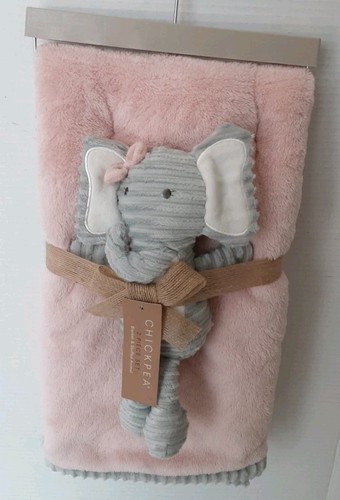 Brandneu KICHERERBSE Baby Geschenkset Decke + Elefant Plüschtier Stofftier Rosa Grau - Bild 8 von 8