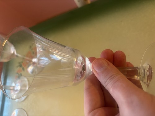 4 Villeroy & Boch Crystal Wine ~ Liqueur Glasses - Etched Line & Dot Pattern  - Afbeelding 4 van 4