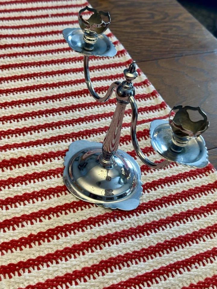 Centro de mesa vintage Krome Kraft Farber Brothers coleccionable candelabro Shabat Foto 3 de 4