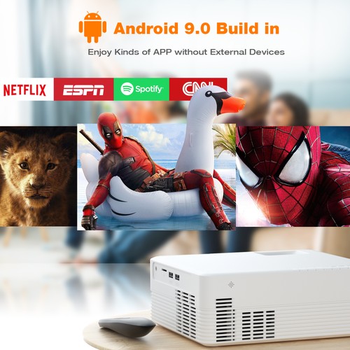 1080P Movie Projector with WiFi and Bluetooth Smart Home Movie Video Projector - Picture 3 of 7