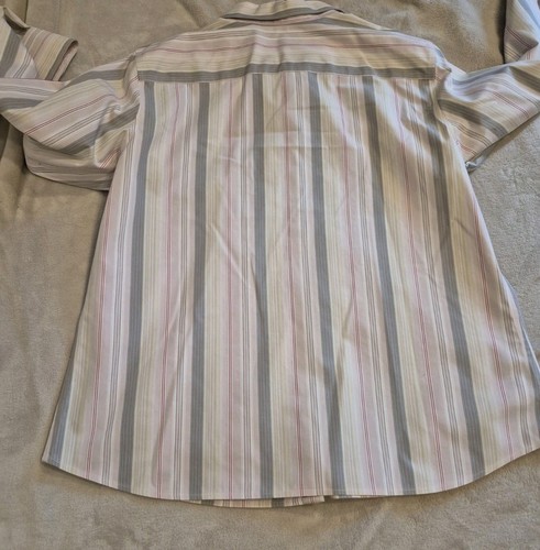 Neu ohne Etikett Eddie Bauer Damen XL knitterarm Knopfleiste Langarm rosa Streifen - Bild 2 von 11