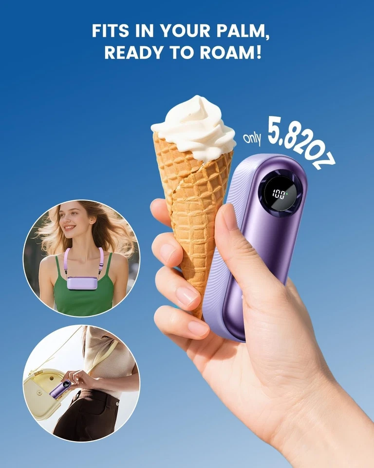 Ventilador portátil de mano de alta velocidad de 19000 RPM, mini ventilador turbo de 100 velocidades, 3600 mAh, 1 Foto 2 de 4