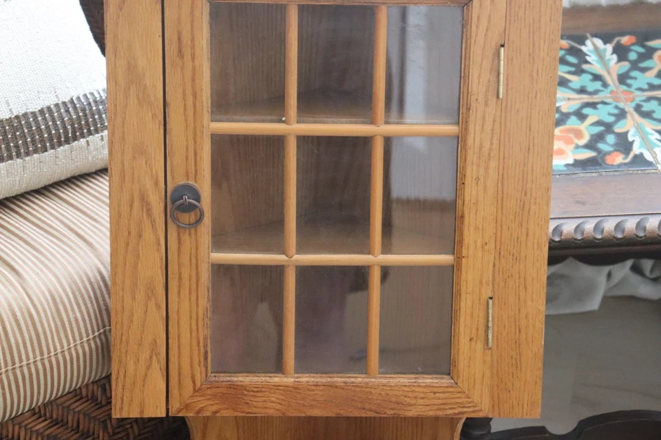 ✨Vintage Wood Hanging Oak Curio Corner Cabinet Shelf Display Farmhouse Primitive - Image 4 of 4