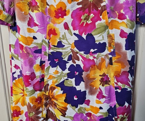 Du Jour Dress Women’s Size 10 Purple Pink Gold Floral Buttons Bell Sleeve Shift - Picture 21 of 23