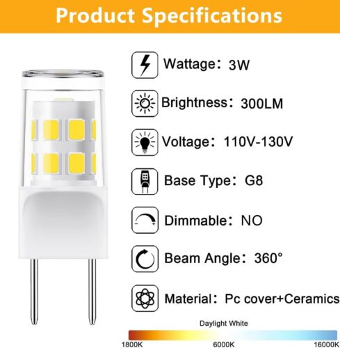 10PCS G8 LED Bulb 20W-25W Microwave T4 JCD Type Bi-Pin 120V Microwave Bulbs - Picture 16 of 20