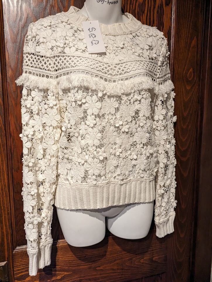 SEA NEW YORK $398 floral eyelet jumper sweater knit flower
