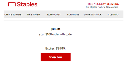 staples 25 off 100 coupon code online order