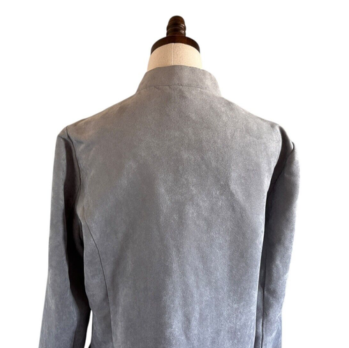 Draper's & Damon's Sz L Gray Faux Suede Long Blazer Soft Quiet Luxury Old Money - Picture 4 of 20