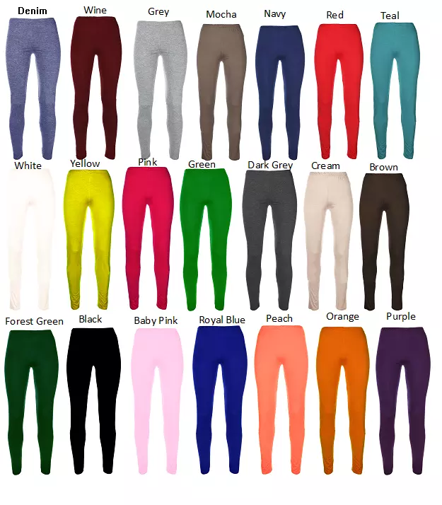 Ages 2-13 (20+ Colours) Girls Plain Legging Full Length Dance Brown Black  Green