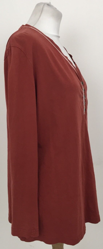 Ulla Popken Women's Top Size L Rust V Neck Button Stretch Used F1 - Picture 4 of 11
