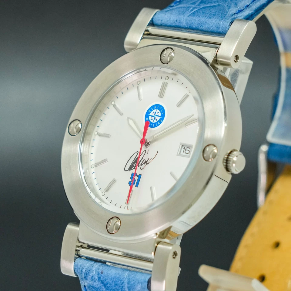 Reloj redondo para hombre [N-COMO NUEVO] MIYOTA MLB Seattle Mariners ICHIRO Memorial fecha plateada Foto 3 de 4