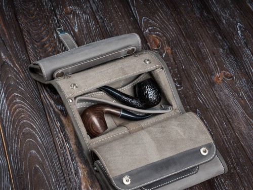 Borsa per tubi in pelle tubo rotolo pipa fumatore custodia regalo per pipa borsa da viaggio borsa per tubi - Foto 14 di 15