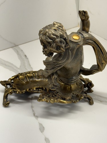 VINTAGE METAL CHERUB FIGURINE BAROQUE OR ROCOCO STYLE UNSIGNED. - Picture 5 of 11
