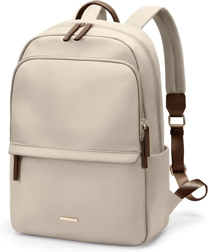 GOLF SUPAGS Laptop Backpack for Women Slim Computer Bag Work 14 Inch, Apricot