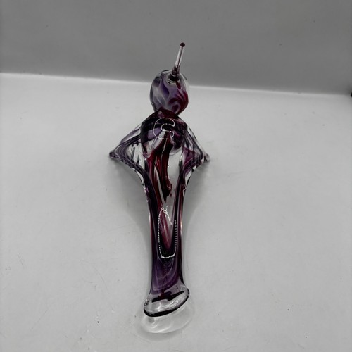 Colibrí grande soplado a mano de vidrio artístico púrpura remolino firmado por artista - Imagen 2 de 19