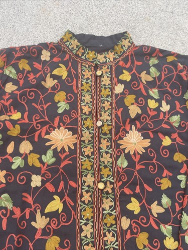 Chinese Kimono Silk Embroidery Lined Floral Duster Jacket Coat 22" Bust ❤️blt11j - Picture 7 of 10