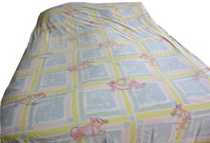 Vintage-Pink-Panther-Cartoon-Flat-Bed-Sheet-Twin-Bed-1980-039-s
