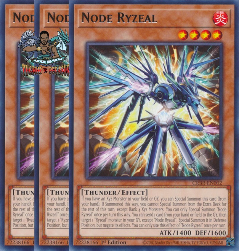 Yugioh! 3x Node Ryzeal CRBR-EN002 Rare 1st Ed NM