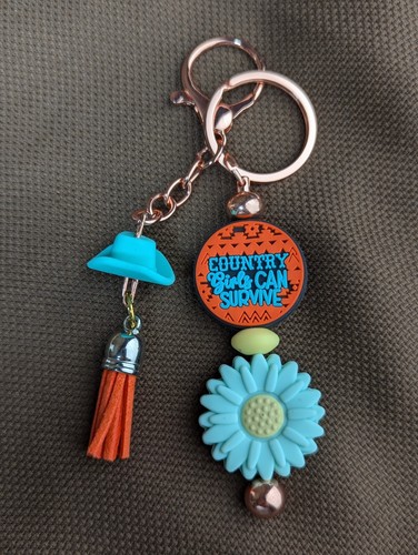 Beaded Keychain YOU PICK Pink Cowgirl, Country Girls, Be Kind, Cheetah Daisy - Picture 5 of 9