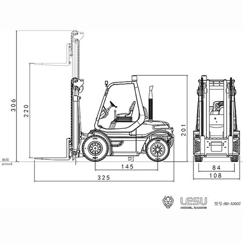 1/14 LESU RC Carrello elevatore idraulico RTR metallo forcella trasferimento luce suono radio ST8 - Foto 5 di 5