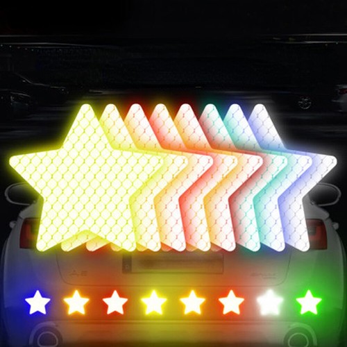 6pcs Star Shape Reflective Reflector Sticker Self Adhesive Safety Warning Tape - Picture 1 of 26