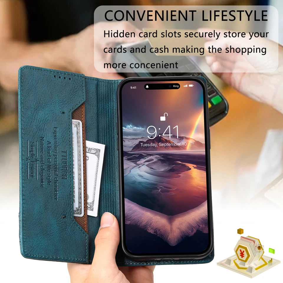 For OnePlus 1+11 1+9 Pro Leather Wallet Card Pocket Magnetic Phone Case Cover - Image 3 of 4