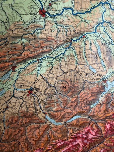 Map of SCHWEIZ Dr.H.Haack Lausanne,  Zurich etc. 80inches wide by 65 inches long - Imagen 8 de 14