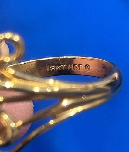 18k Heavy Gold Electroplated Stamped Ring With Cubic Zirconia Size 8 - Picture 4 of 4