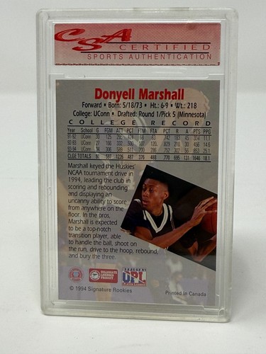 1994 Signature Rookies 24 Karat Gold 199/5000 Donyell Marshall RC 10-GEM MINT - Picture 2 of 3