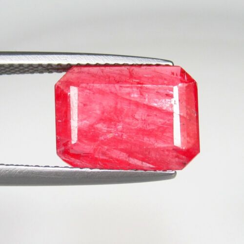 4.30 Ct Natural Sweet Pink Rhodonite Good Luster Emerald Cut,Africa-57853