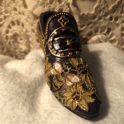 Vintage Resin Sammlerschuh wunderschön grün. Schönes Design Gold Akzent Detail - Bild 2 von 12